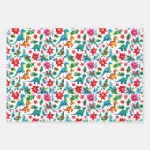 Schattige kerst dinosaurussen en poinsettia's inpakpapier vel (Voorkant 2)