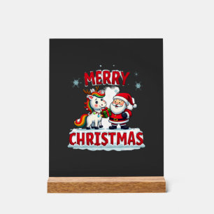 Schattige Kerst Eenhoorn Kerstman op Eenhoorn Kers Acryl Bord