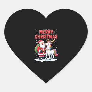 Schattige Kerst Eenhoorn Kerstman op Eenhoorn Kers Hart Sticker