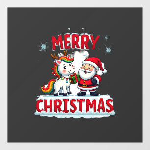 Schattige Kerst Eenhoorn Kerstman op Eenhoorn Kers Raamsticker
