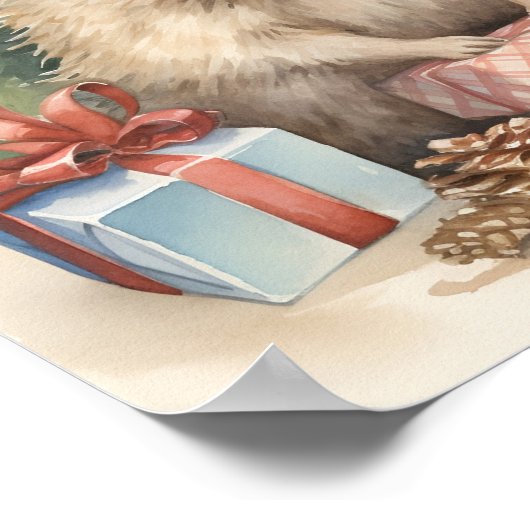 Schattige Kerst egel vakantie print (Hoek)