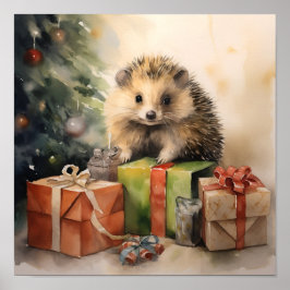 Schattige Kerst egel vakantie print