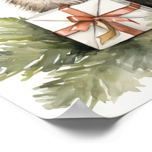 Schattige Kerst egel vakantie print (Hoek)