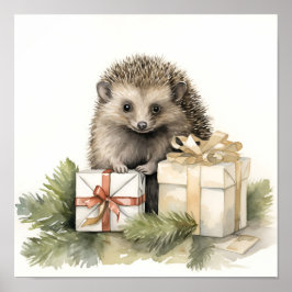 Schattige Kerst egel vakantie print