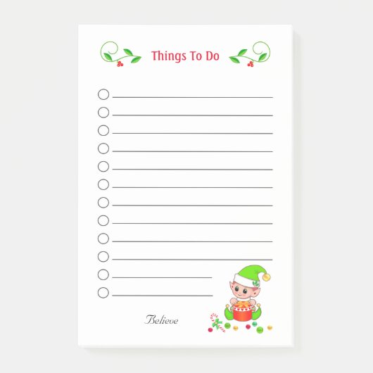 Schattige Kerst Elf Dingen Te Doen Post-it Notitie Post-it® Notes (Voorkant)