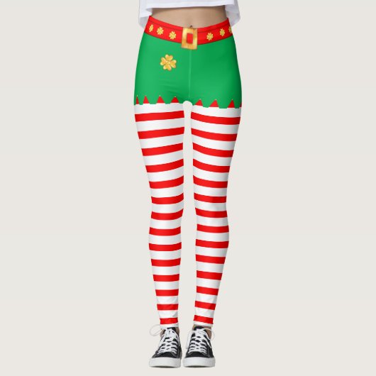 Schattige Kerst elf gestreept Leggings (Voorkant)