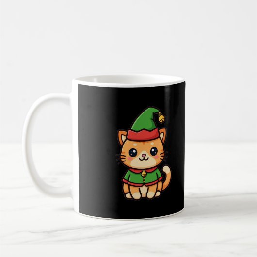 Schattige Kerst Elf Kat Koffiemok (Links)