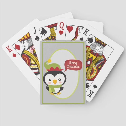 Schattige Kerst Elf Pinguïn Pokerkaarten (Achterkant)