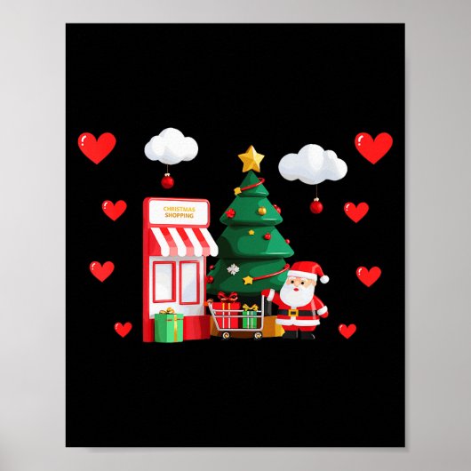 Schattige kerst en winkel Valentijnsdag Kerstmis H Poster (Voorkant)