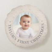 Schattige Kerst Engel Fotonaam Rond Kussen (Achterkant)