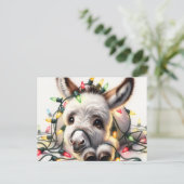 Schattige kerst ezel verpakt in Lights Briefkaart (Staand voorkant)