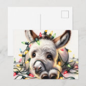 Schattige kerst ezel verpakt in Lights Briefkaart (Voorkant / Achterkant)