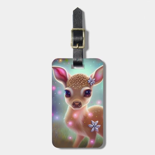 Schattige kerst Fawn Bagagelabel (Voorkant verticaal)