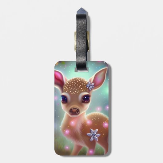Schattige kerst Fawn Bagagelabel (Achterkant verticaal)
