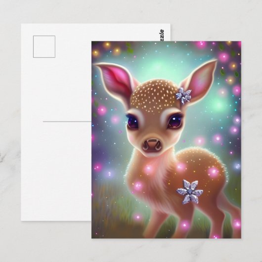 Schattige kerst Fawn Briefkaart (Voorkant / Achterkant)