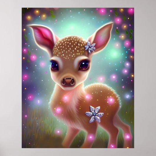 Schattige kerst Fawn Poster (Voorkant)
