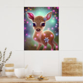Schattige kerst Fawn Poster (Keuken)