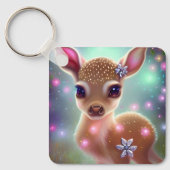 Schattige kerst Fawn Sleutelhanger (Voorkant)