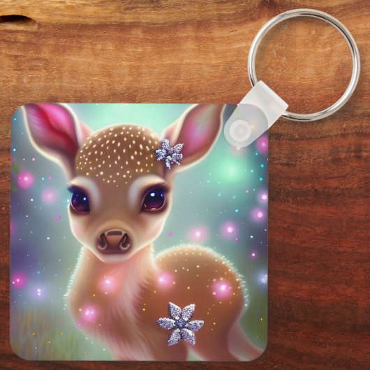 Schattige kerst Fawn Sleutelhanger (Achterkant)