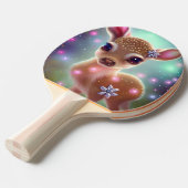 Schattige kerst Fawn Tafeltennisbatje (Voorkant Gekanteld)