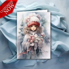 Schattige kerst fee met Teddy Bear Kaart