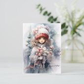 Schattige kerst fee met Teddy Feestdagenkaart (Staand voorkant)