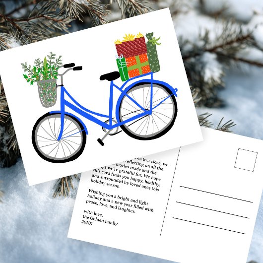 Schattige Kerst Fietsvakantie Cadeaus CUSTOM Briefkaart