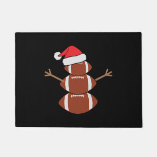 Schattige Kerst Football Snowman Santa Hat Funny Deurmat