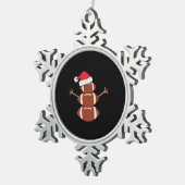 Schattige Kerst Football Snowman Santa Hat Funny Tin Sneeuwvlok Ornament (Rechts)