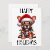 Schattige Kerst Franse Bulldog Feestdagenkaart (Voorkant / Achterkant)