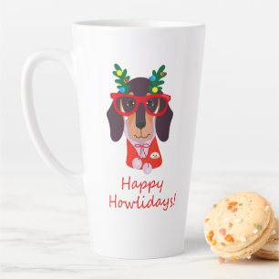 Schattige Kerst Gelukkige Howlidays Doxie Dachshon Latte Mok