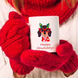Schattige Kerst Gelukkige Howlidays Doxie Dachshun Koffiemok