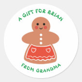 Schattige kerst gemberbrood naar en van cadeau Lab Ronde Sticker (Voorkant)