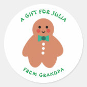 Schattige kerst gemberbrood naar en van cadeau Lab Ronde Sticker (Voorkant)