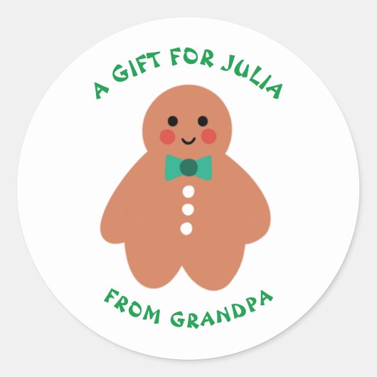 Schattige kerst gemberbrood naar en van cadeau Lab Ronde Sticker