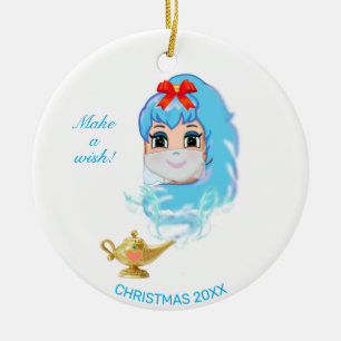 Schattige Kerst Genie & Magische Lamp Keramisch Ornament