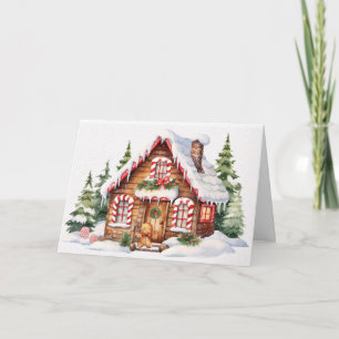 Schattige Kerst Gingerbread House Feestdagen Kaart