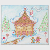 Schattige Kerst Gingerbread House inpakpapier (Vlak)