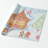 Schattige Kerst Gingerbread House inpakpapier (Uitgerold)