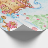 Schattige Kerst Gingerbread House inpakpapier (Hoek)