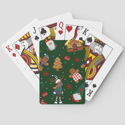 Schattige Kerst Gingerbread Kabouters Rendier Fees Pokerkaarten (Achterkant)