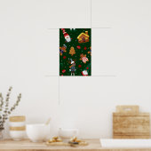 Schattige Kerst Gingerbread Kabouters Rendier Fees Poster (Keuken)
