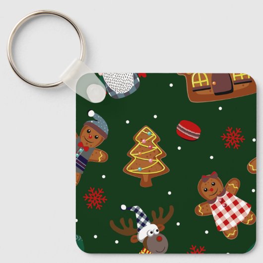 Schattige Kerst Gingerbread Kabouters Rendier Fees Sleutelhanger (Voorkant)