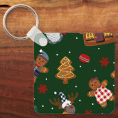 Schattige Kerst Gingerbread Kabouters Rendier Fees Sleutelhanger (Voorkant)