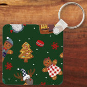 Schattige Kerst Gingerbread Kabouters Rendier Fees Sleutelhanger (Achterkant)