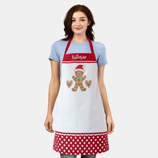 Schattige Kerst Gingerbread Man Schort (Gedragen)