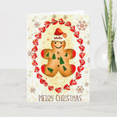 Schattige Kerst Gingerbread Man Vakantiegroet Kaart (Voorkant)