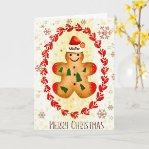 Schattige Kerst Gingerbread Man Vakantiegroet Kaart