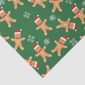 Schattige Kerst Gingerbread Mannetjes op Groen  Tissuepapier (Detail)