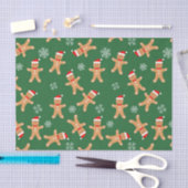 Schattige Kerst Gingerbread Mannetjes op Groen  Tissuepapier (Craft)